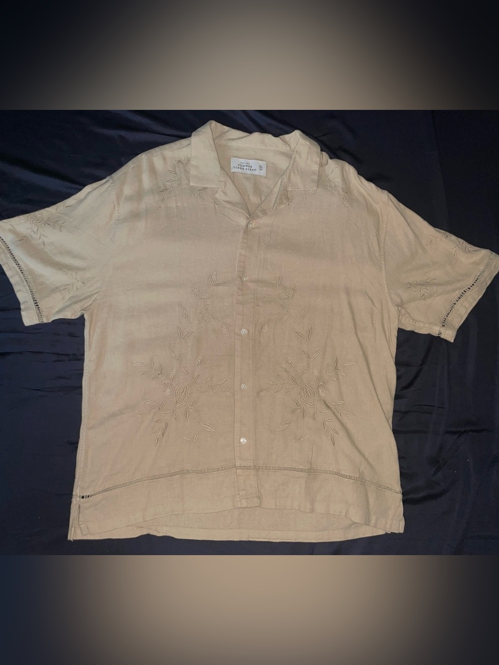 Abercrombie & Fitch Beige Embroidered Button-Down Shirt